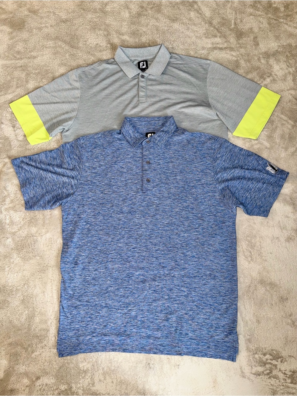 Lot of 2 FootJoy FJ Golf Polo Shirt Men’s Large In Blue/Grey Performance Polo